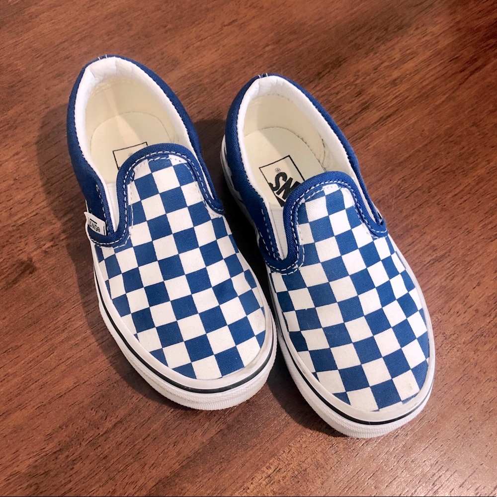 Navy Blue Checker Slip-On VANS Shoes